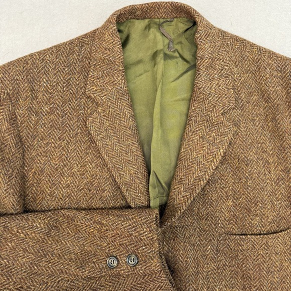 Harris Tweed Other - Vintage 60s Harris Tweed Sport Coat 42R Brown Herringbone Ivy League Union Made